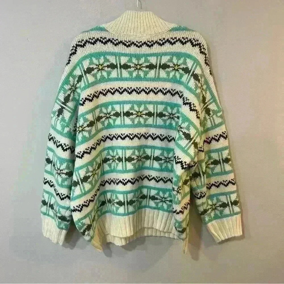 NWT American Eagle Oversized Fairisle Mock Neck Sweater Blue White Crewneck XL - Picture 5 of 6